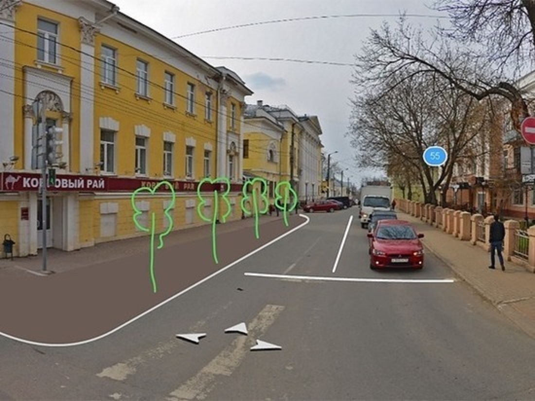 Улицу Достоевского в Калуге предложили сузить, чтобы посадить там 4 дерева
